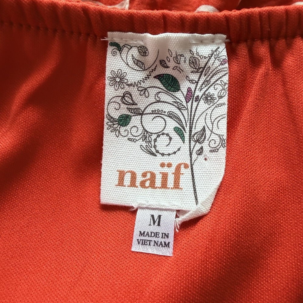 Naif Women's Orange & White Palm Print Flutter Sleeve Maxi Dress Size M NWT - Picture 6 of 8